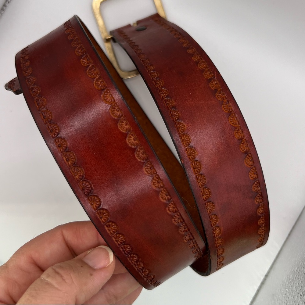 Vintage drum dyed cowhide leather belt sz M 34/36